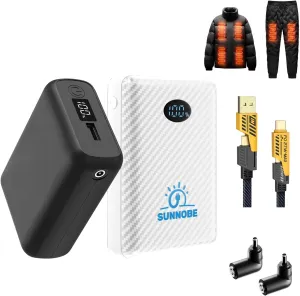 18400mah and 10000amh Battery Pack Heated Vest for ORORO and Venustas, 7.4V/5V Power Bank for Heated Vest with DC/USB/Type-C Output and LED Display for Heating Clothing and Phones