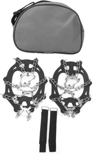 19 Teeth Outdoor Climbing Crampons, Slip Shoe Snow Grips, Stainless Steel Spikes with Durably Elastic Harness, for Lasting Comfort (L 19 Teeth)