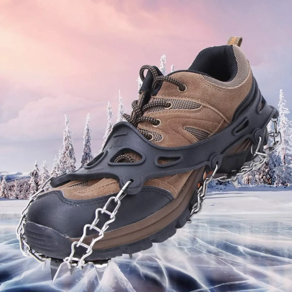 19 Teeth Outdoor Climbing Crampons, Slip Shoe Snow Grips, Stainless Steel Spikes with Durably Elastic Harness, for Lasting Comfort