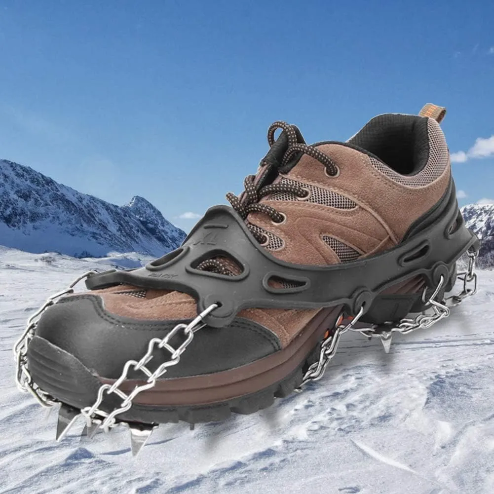 19 Teeth Outdoor Climbing Crampons, Slip Shoe Snow Grips, Stainless Steel Spikes with Durably Elastic Harness, for Lasting Comfort