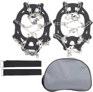 19 Teeth Stainless Steel Anti Slip Snow Climbing Crampons, Outdoor Mountaineering Spikes, Shoes Covers with Ice Grips, Spike Cleats Cover Crampons - 2Pcs