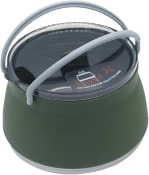1L Portable Compact Collapsible Camping Travel Hiking Fishing Picnic Saucepan Boiling Kettle Boiler Gas Stove Tea Pot Cookware Supplies, Green