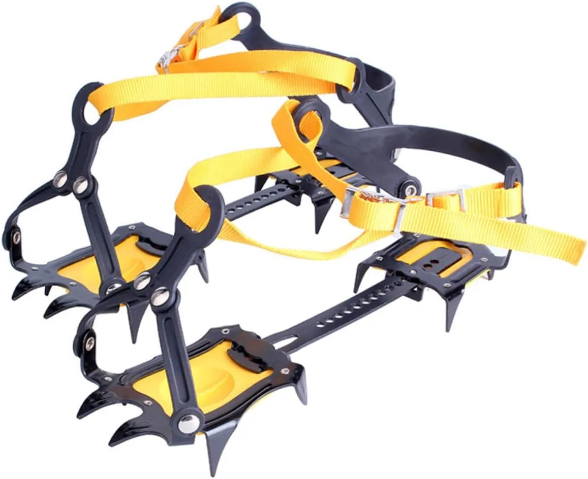 1Pair Ice Cleats Traction Crampons with Manganese Spikes for Snow Shoes for Hiking Climbing and Walking ICY Terrain Secure Grip for Winter