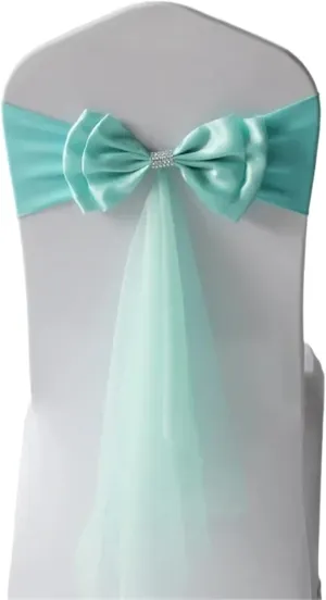 1Pc Chair Sashes Wedding Decoration with Elastic Bands and Chic Buckles for Events Birtnday Party Holiday Mariage House Satin Chair Sashes(Color 13)