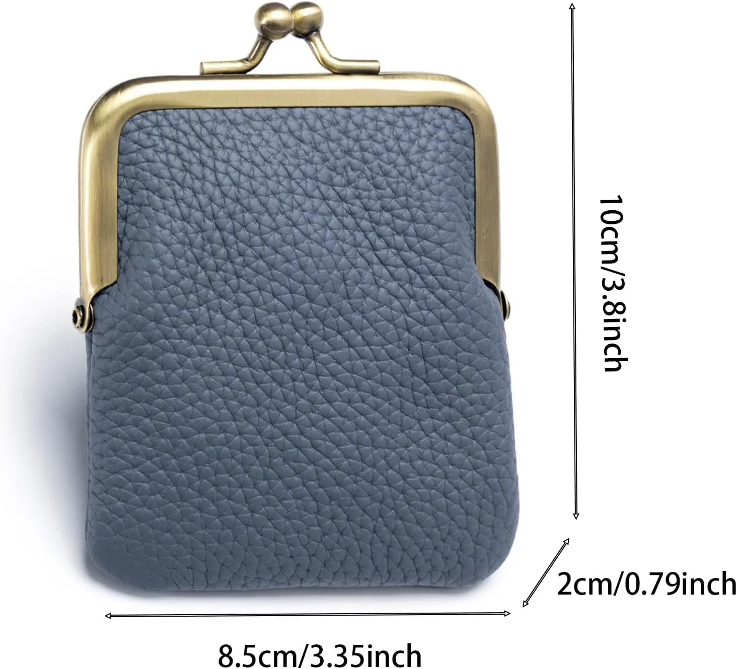 1Pcs Vintage Coin Purse Kissing Lock Wallet Coin Organizer Buckle Kissing Lock Coin Purse Leather Coin Clip for Men & Women (Denim Blue)