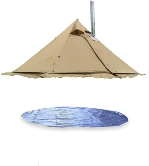 2-4 PersonTipi Tent with Skirt and Tent Mat Set Come with Stove Jack Outdoor Backpacking Tent
