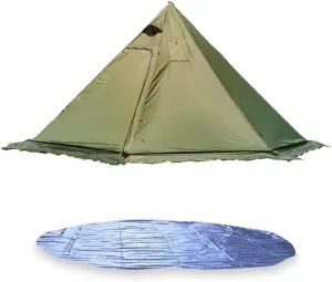 2-4 PersonTipi Tent with Skirt and Tent Mat Set Come with Stove Jack Outdoor Backpacking Tent