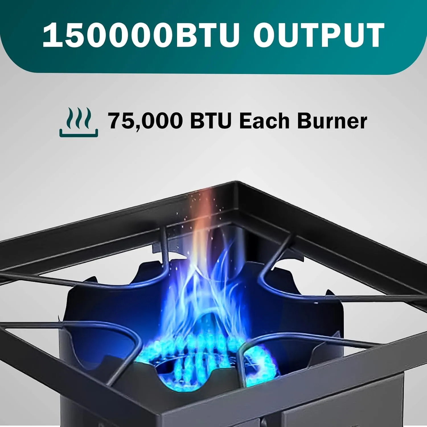 2 Burner Outdoor Gas Stove, 150,000BTU Propane Burners for Outdoor Cooking with 0-20 PSI Adjustable Regulator and 4ft Hose, Outdoor Cooking Stove for Patio Backyard Camping with Detachable Stand Legs