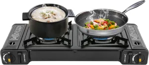 2 Burners Portable Camping Stove, Propane Camping Stove, Butane Camping Stove, Portable Camping Stove, Double Burners Outdoor Auto Ignition Propane Camping Stove, for Picnics Hiking Fishing BBQ