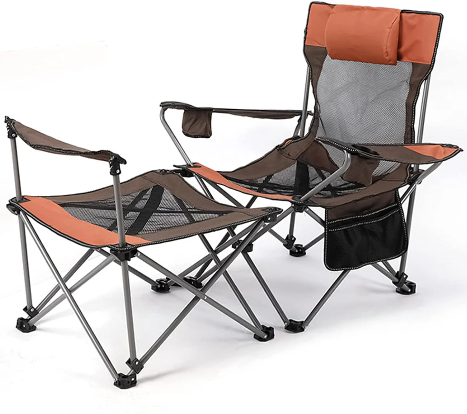 2 in 1 Camping Folding Recliner Chair, A Portable Camping and Backpacking Chair Adjustable to The Ideal Seating Angle, for Any Outdoor Activity,C