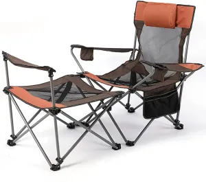 2 in 1 Camping Folding Recliner Chair, A Portable Camping and Backpacking Chair Adjustable to The Ideal Seating Angle, for Any Outdoor Activity,C
