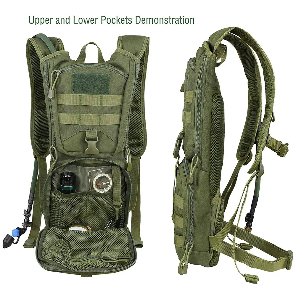 2 in 1 Tactical Molle Military Hydration Backpack with Water Bladder - Outdoor Cycling Mountaineer Water Storage Bag