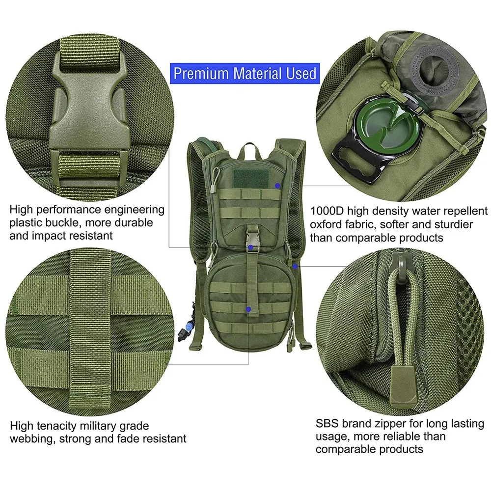 2 in 1 Tactical Molle Military Hydration Backpack with Water Bladder - Outdoor Cycling Mountaineer Water Storage Bag