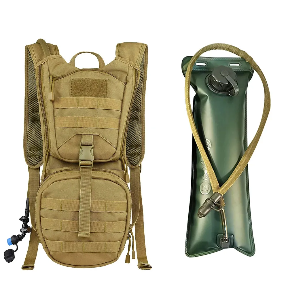2 in 1 Tactical Molle Military Hydration Backpack with Water Bladder - Outdoor Cycling Mountaineer Water Storage Bag