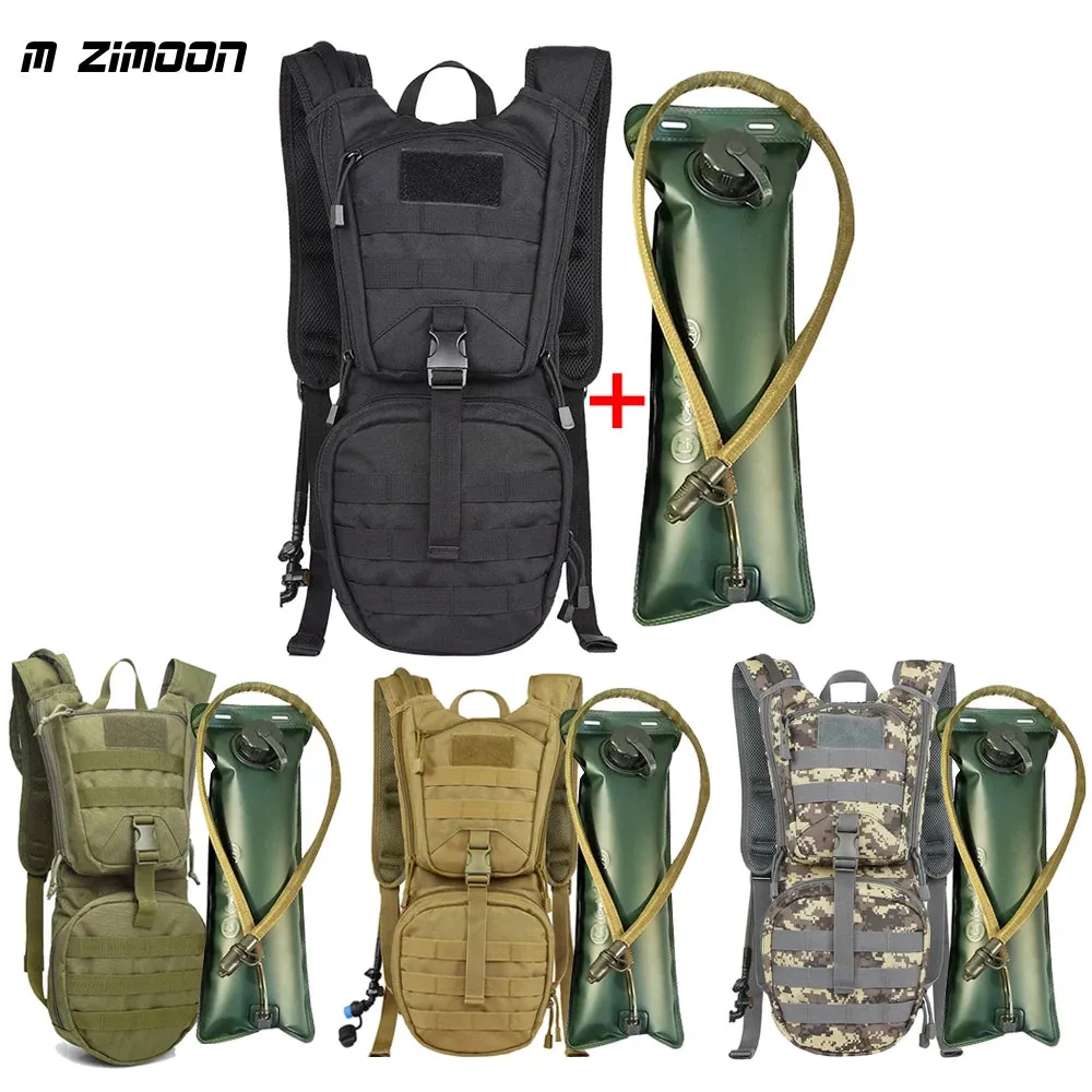 2 in 1 Tactical Molle Military Hydration Backpack with Water Bladder - Outdoor Cycling Mountaineer Water Storage Bag