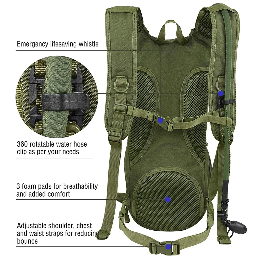 2 in 1 Tactical Molle Military Hydration Backpack with Water Bladder - Outdoor Cycling Mountaineer Water Storage Bag