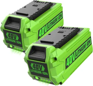 2 Pack 6.5Ah 40V Battery Replace for Greenworks 40V Battery G-MAX 29472 29462 29252 20202 22262 25312 25322 20642 22272 27062 21242 for Green Works 40V Lithium Battery Cordless Power Tools