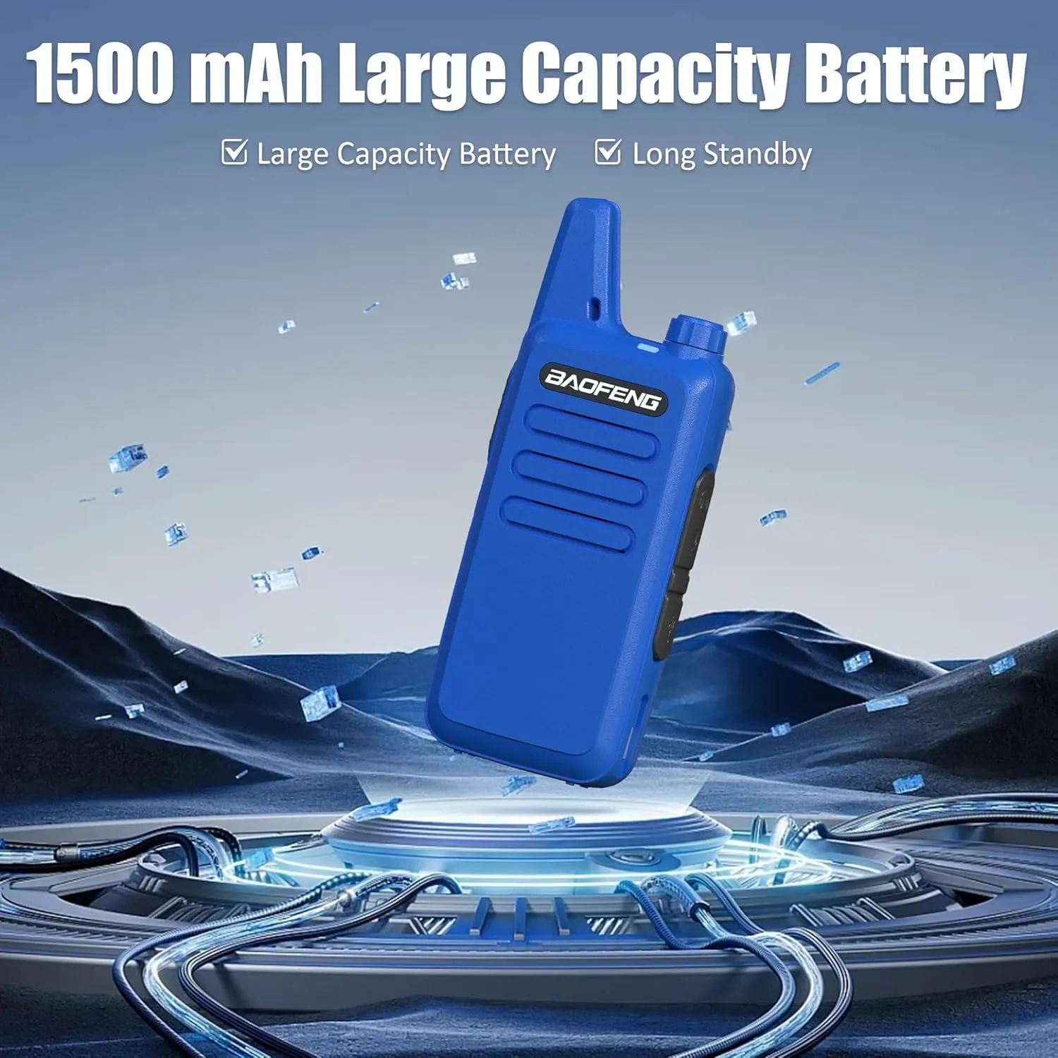 2 Pack BAOFENG BF-T20 Raido Upgraded BF-888S Walkie Talkie with Mini USB Charging Long Range Two Way Radio for Adult with Acoustic Heasdset (Blue)