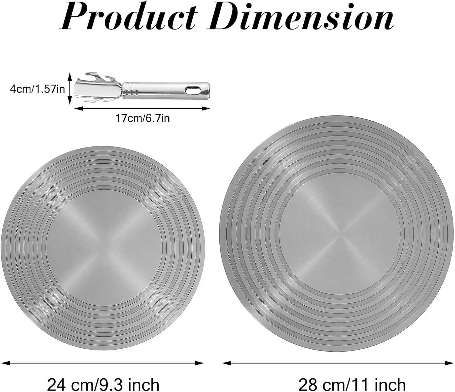 2 Pack Gas Stove Heat Diffuser Plate, Round Fast Defrosting Tray Aluminum Non-Stick Coating Cookware Simmering Thawing Plate Conduction Multifunctional, Flame Guard Protection Stovetop (9.3'' & 11'')