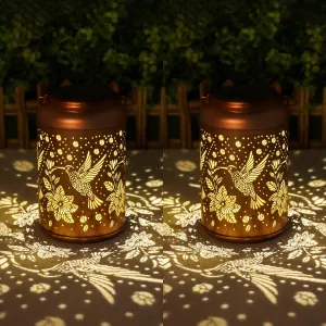 2 Pack Hummingbird Solar Lanterns Outdoor Waterproof Hanging Solar Lights, Birthday Gifts for Women, Men, Mom, Mothers Day Gifts, Outside, Patio, Outdoor, Yard, Lawn, Balcony