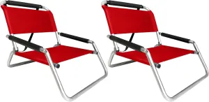 2 Pack of Neso Lightweight Water Resistant Beach Chairs with Shoulder Strap and Slip Pocket - Folds Thin (Lehua Red)