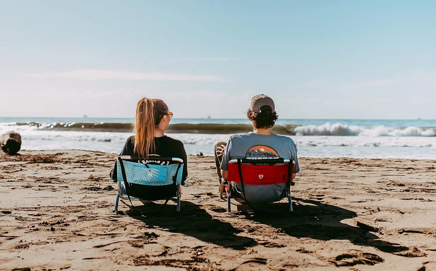 2 Pack of Neso Lightweight Water Resistant Beach Chairs with Shoulder Strap and Slip Pocket - Folds Thin (Lehua Red)