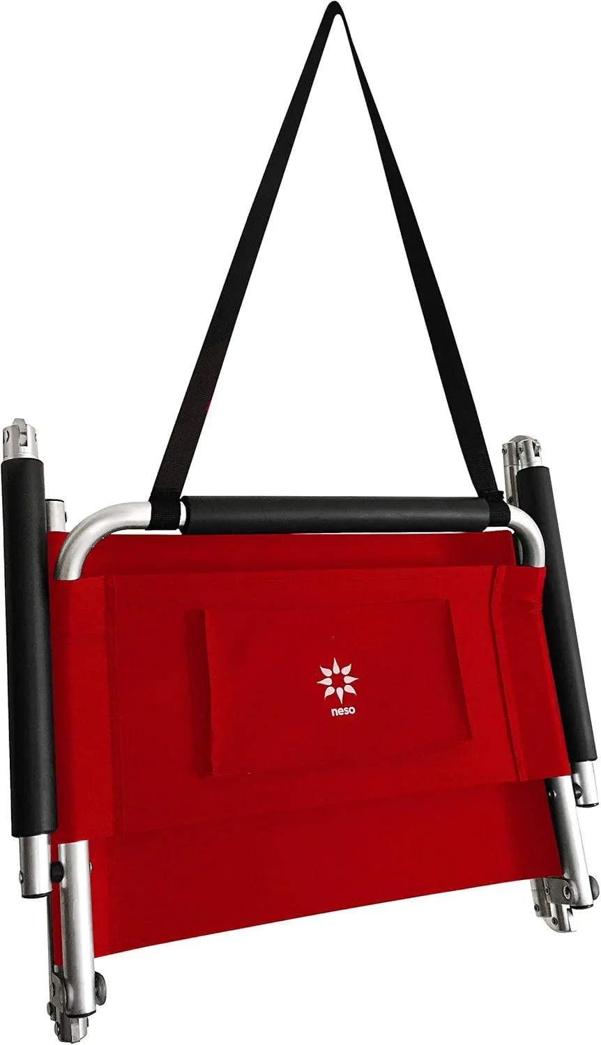 2 Pack of Neso Lightweight Water Resistant Beach Chairs with Shoulder Strap and Slip Pocket - Folds Thin (Lehua Red)