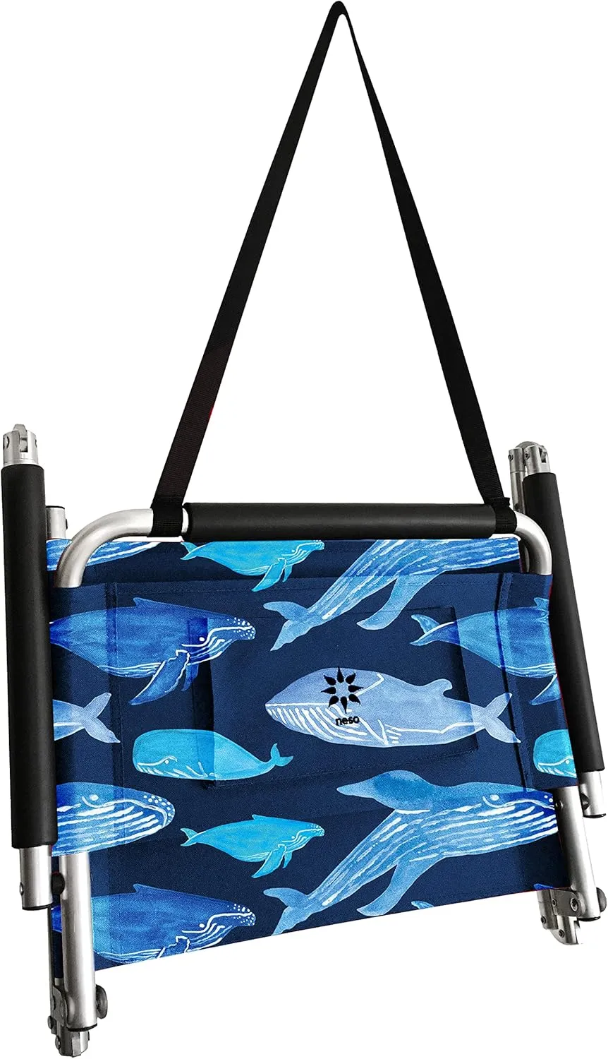 2 Pack of Neso Lightweight Water Resistant Beach Chairs with Shoulder Strap and Slip Pocket - Folds Thin (Whales)