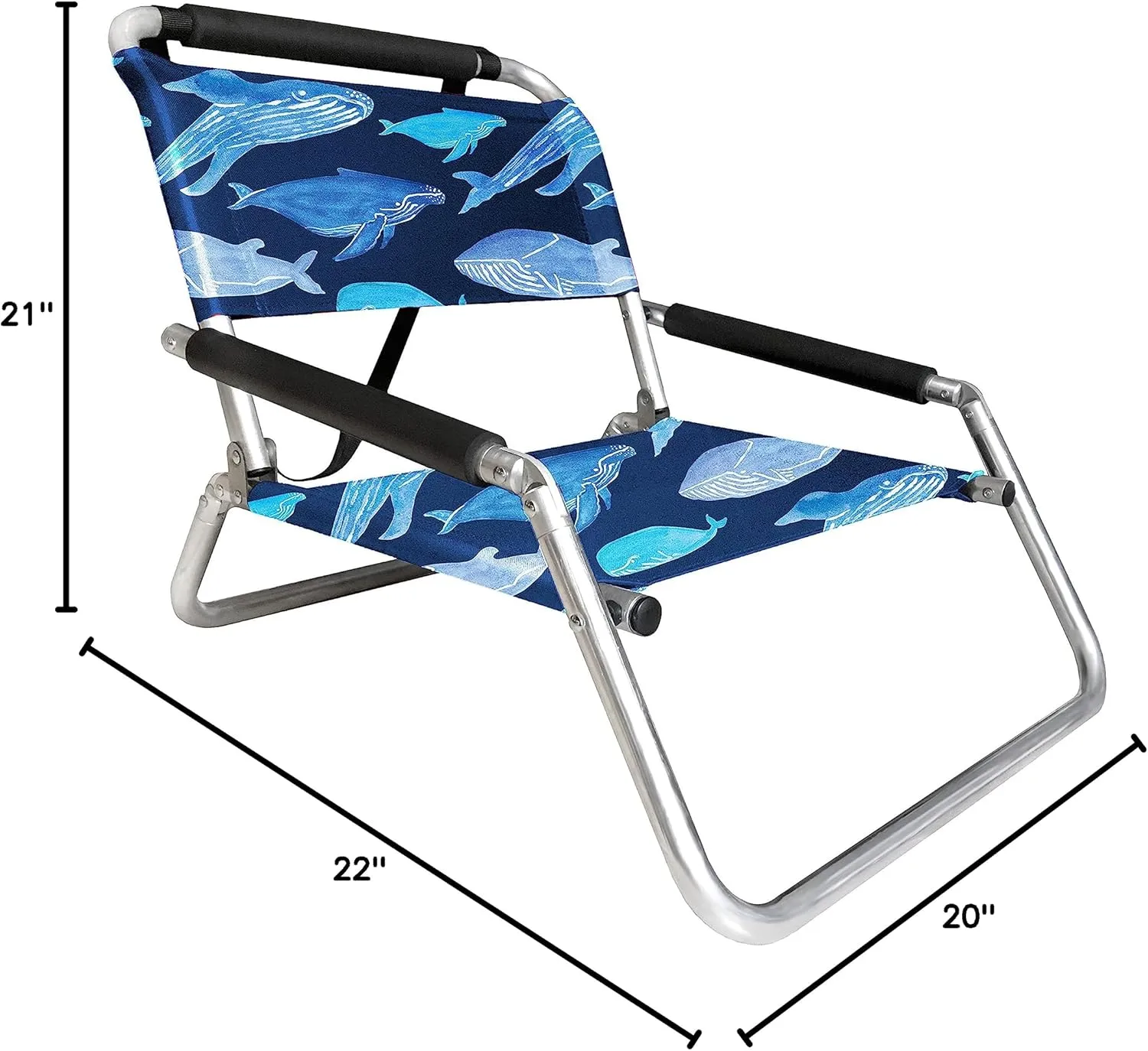 2 Pack of Neso Lightweight Water Resistant Beach Chairs with Shoulder Strap and Slip Pocket - Folds Thin (Whales)