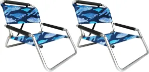 2 Pack of Neso Lightweight Water Resistant Beach Chairs with Shoulder Strap and Slip Pocket - Folds Thin (Whales)