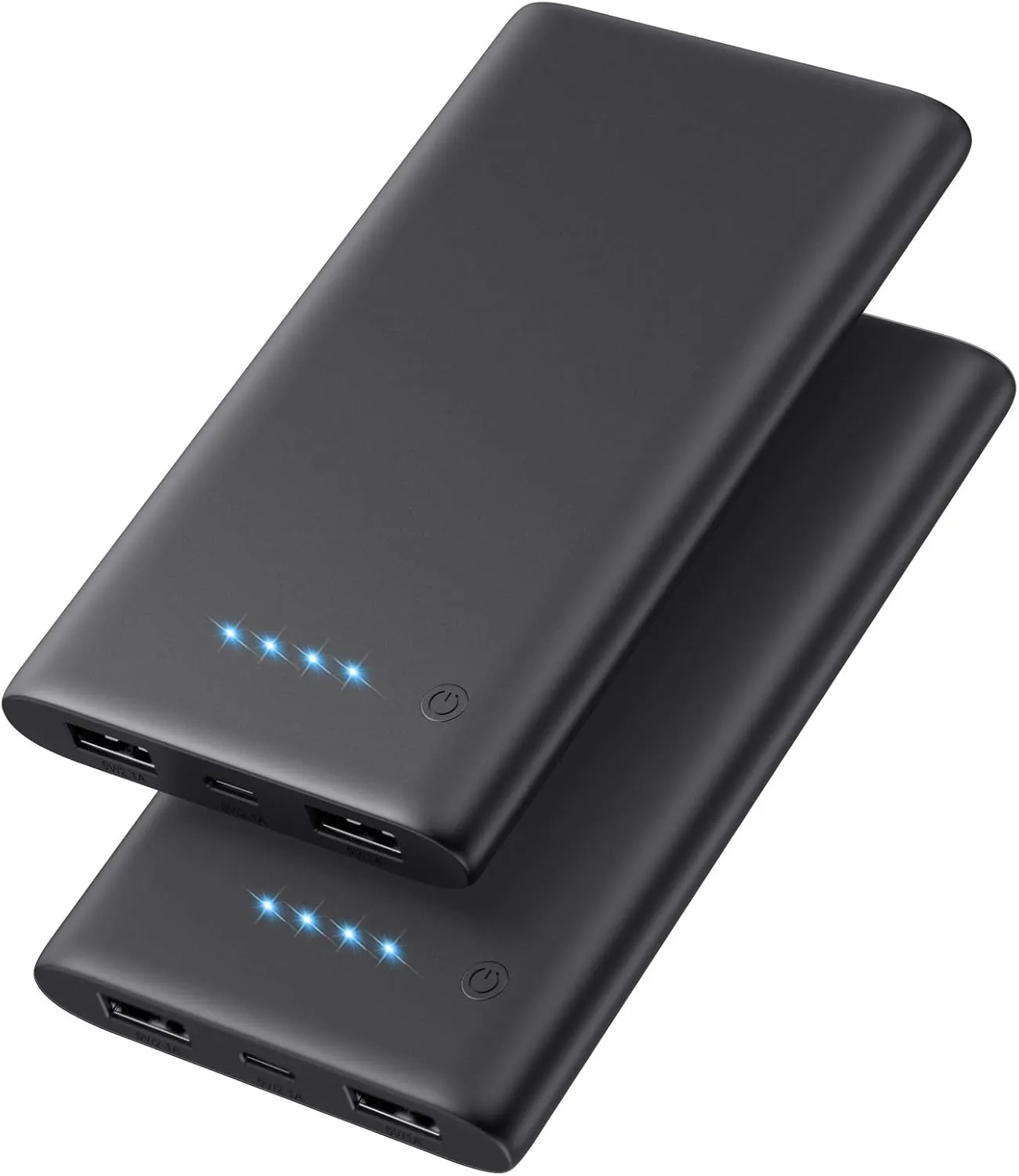 [2 Pack] Portable Charger Power Bank 10000mAh,Ultra Slim Portable Phone Charger with Dual USB Outputs,Backup External Battery Pack Compatible with iPhone 15/14/13/12,Samsung etc-Graphite Black Black