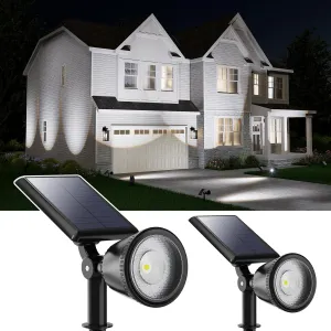2 Pack Solar Powered Spot Lights Outdoor Waterproof Super Bright LED Yard Spotlight for Tree, Flag, Lawn, Statue, Sunset Landscape Accent Lighting for Outside House Wall Garden Backyard Sidewalk Path