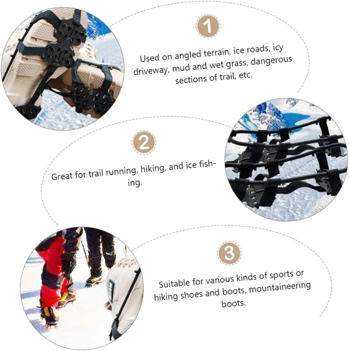 2 Pairs Crampon Non-Slip Shoe Covers Crampons for Hiking Boots Snow Crampons 19- Shoes Cover Ice