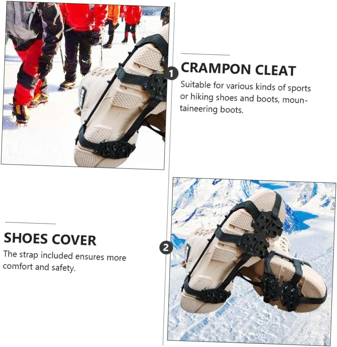 2 Pairs Crampon Non-Slip Shoe Covers Crampons for Hiking Boots Snow Crampons 19- Shoes Cover Ice