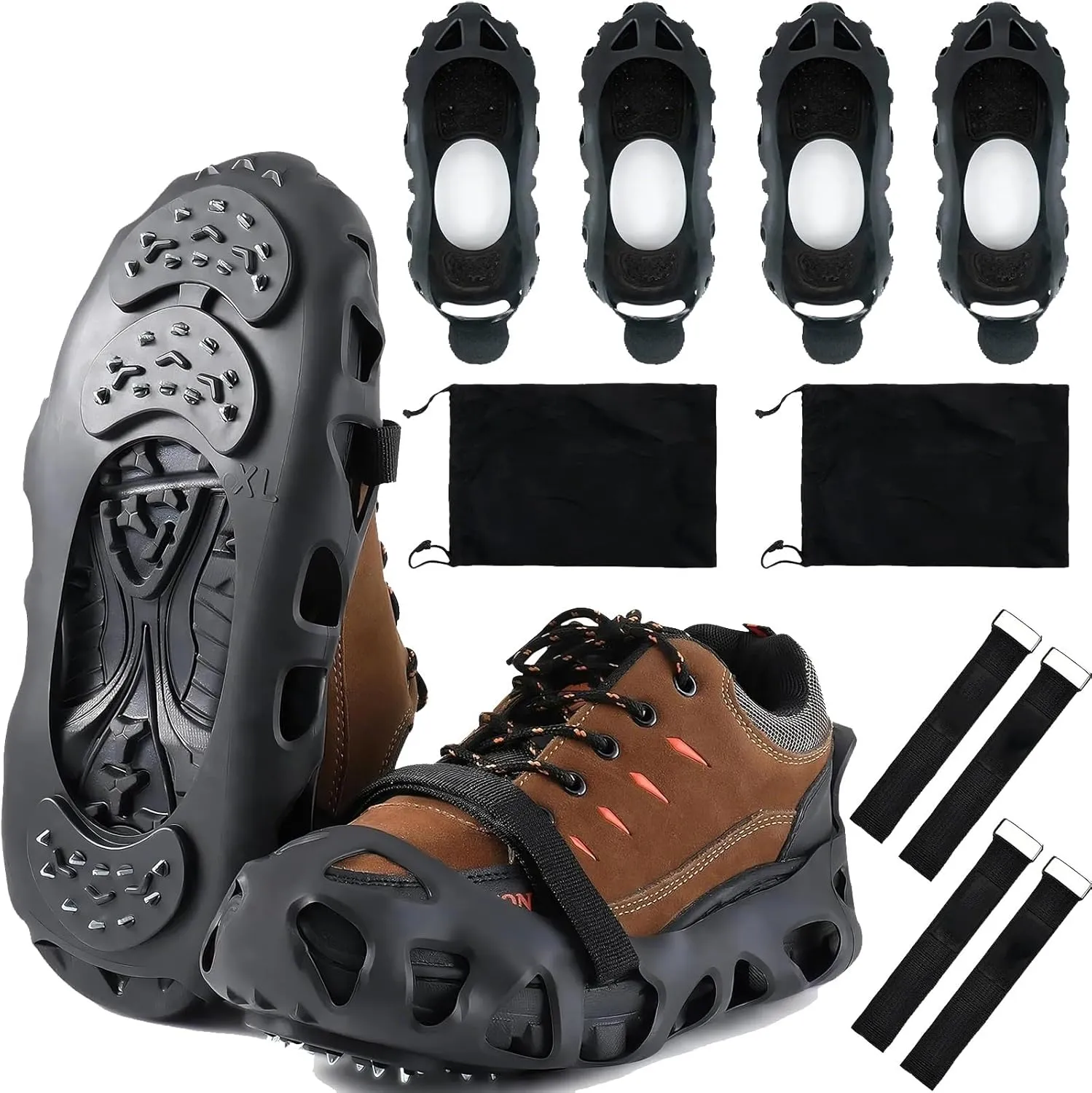 2 Pairs Outdoor Mountaineering Anti-Skid Crampons 30 Teeth Ice and Snow Alloy Anti-Skid Shoe Covers Crampons Snow Climbing Crampons Foot Covers