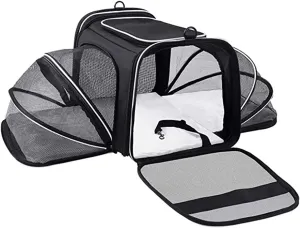 2 Sides Expandable Large Cat Travel Backpack Hard Shell Transparent Adjustable for Dogs Cats Travel Hiking (B)