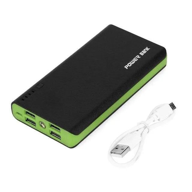 20000mAh Power Bank 4 USB Ports With Emergency LED Light Portable External Powerbank 18650 Battery Pack Charger For Mobile Phone