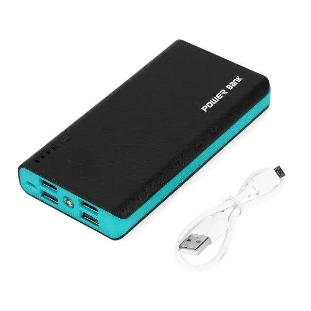 20000mAh Power Bank 4 USB Ports With Emergency LED Light Portable External Powerbank 18650 Battery Pack Charger For Mobile Phone