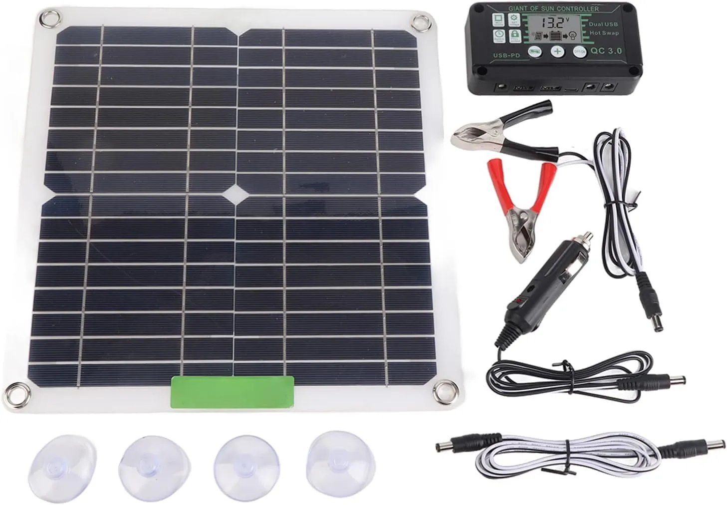 200W 12V Portable Solar Panel Kit,Monocrystalline Solar Panel, Solar Panel System,for Cycling Mountaineering Hiking Camping (10A)