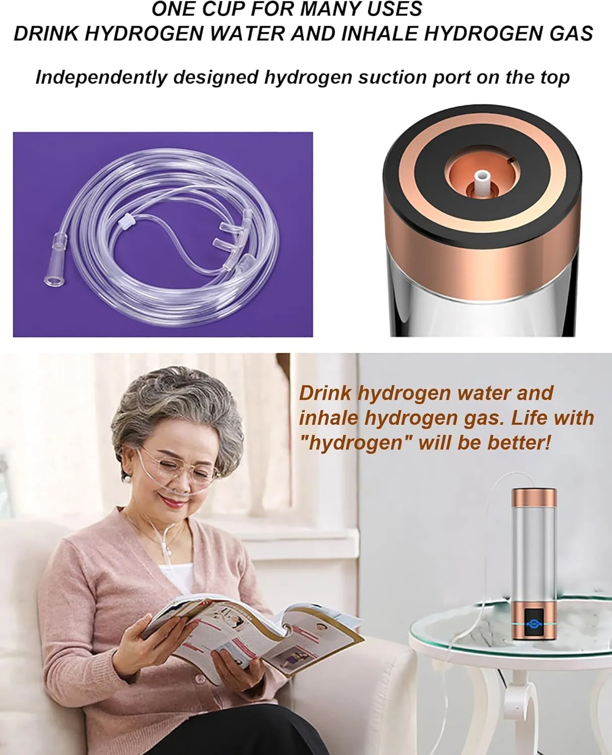 2024 Premium Hydrogen Water Generator, up to 2500-3000ppb Hydrogen-Rich Water Bottle, Advanced SPE/PEM Technology, OLED Display, Rechargeable Battery
