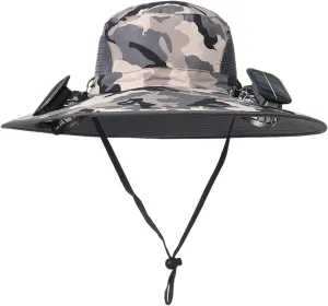 2025 New Solar Fan Hat,with 2 Solar Powered Fans,Outdoor Summer UV Hiking Camping Fishing Hat,Solar & USB Charging