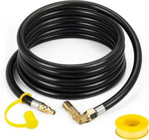 [2025 Upgraded] BlueStars 12FT Quick Connect Propane Hose with Elbow Adapter From RV to Grill – Compatible with Blackstone 17" & 22" Grills/Griddles, Camp Stove, Portable Fire Pit, Camping Grill