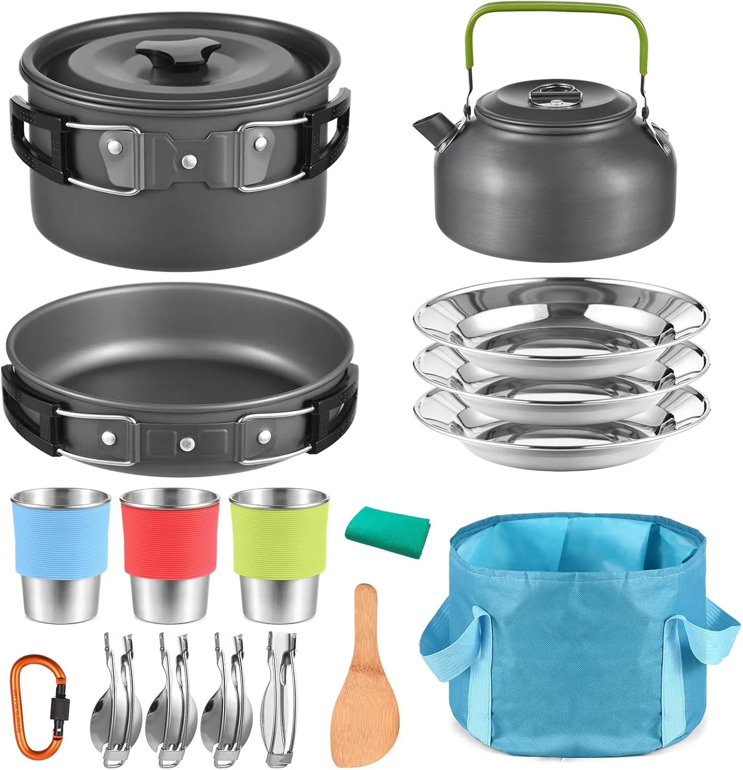 20pcs Outdoor Camping Pot Set Lightweight Durable Cookware Kit for Camping Hiking Picnics