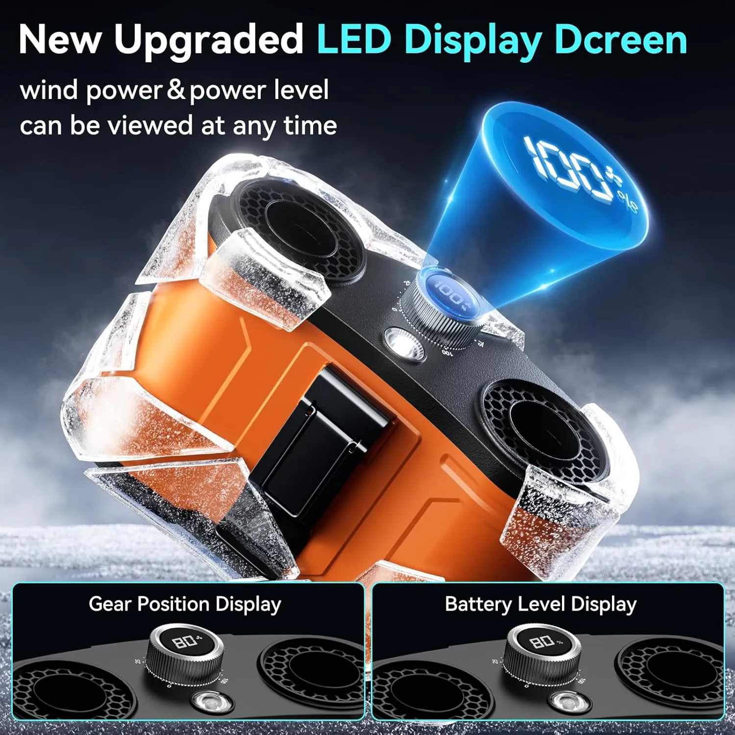 21000MAh Portable Waist Fan, 1-100 Speeds 34000RPM Strong Airflow, Personal Fan Rechargeable with up to 145H of Working Time,Flashlight Hands-Free Hanging Neck Fans, Wearable Belt Fans for Camping