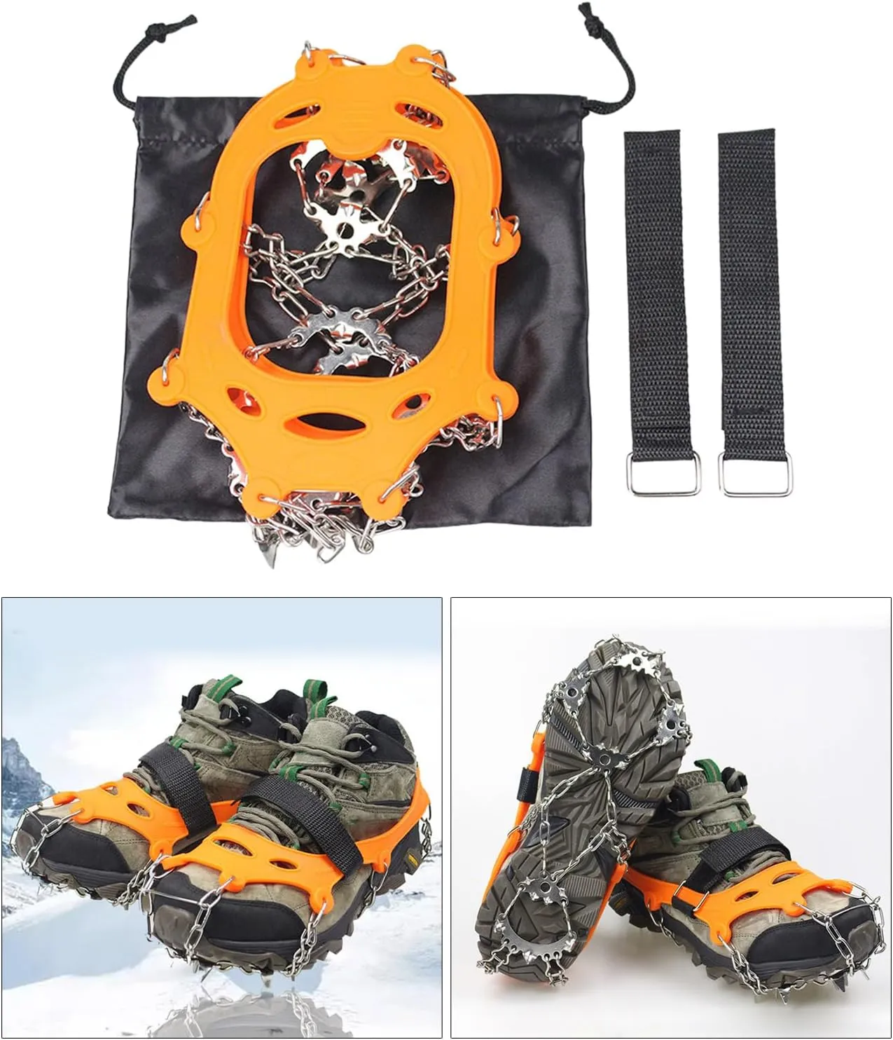 23 Spikes Snow Ice Grips Fit Boot/Shoes for Adults Hiking Walking Crampons Ice Cleats Safety Traction Cleats