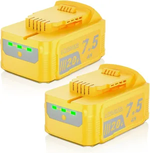 2Pack 7.5Ah Replacement for Dewalt 20V Battery Compatible with 20 Volt Max Lithium-ion Battery DCBP520 DCB200 DCB201 DCB203 DCB204 DCB205 DCB206 DCB207 DCB181 DCB180 DCD/DCF/DCG/DCS Series Power Tools