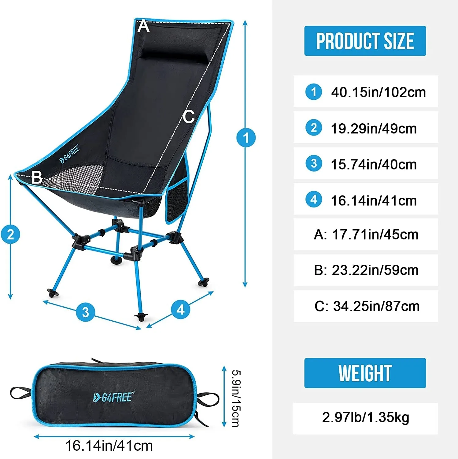 2Pack Lightweight Portable High Back Camp Chair
