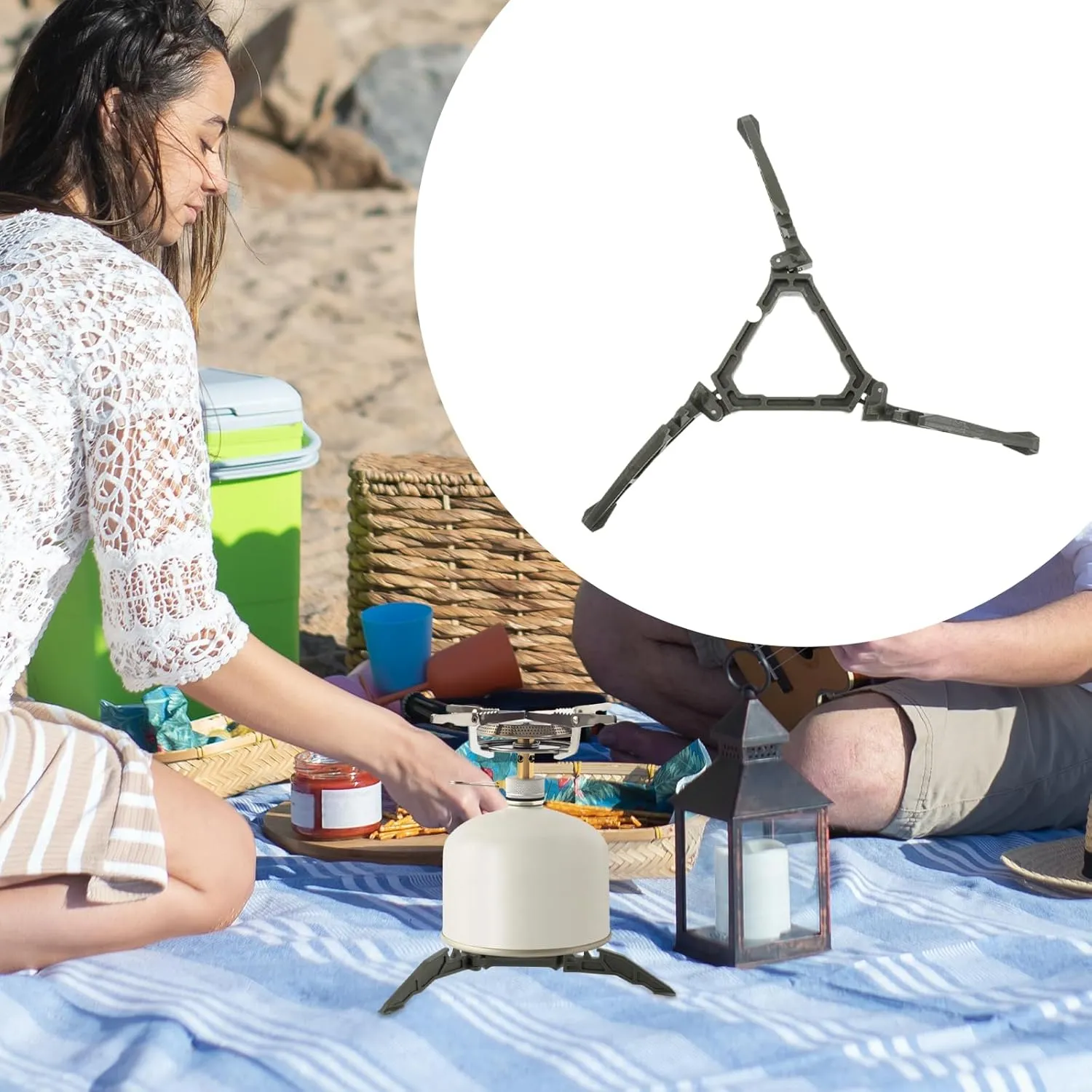 2pcs Outdoor Gas Bracket Universal Tripod Stabilization Bracket Stable Stabilizer Folding