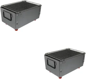 2pcs Portable Iron Alloy Bbq Grill Mini Camping Stove Outdoor Charcoal Grill Skewer for Hiking
