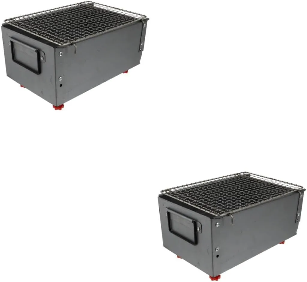 2pcs Portable Iron Alloy Bbq Grill Mini Camping Stove Outdoor Charcoal Grill Skewer for Hiking